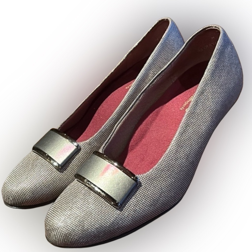 Munro American Mara Pewter Metallic Print Women's Comfy Heels Pumps Sz 7